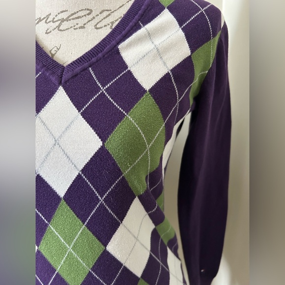 Tommy Hilfiger Purple Sweater with Argyle Design - Picture 2 of 7